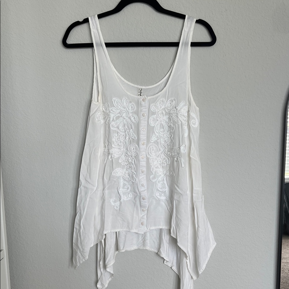 Free People Lace Asymmetrical Cutout Tank Top